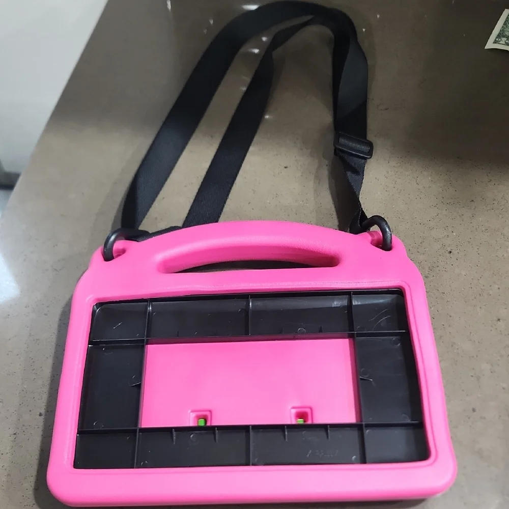 Pink and Black Tablet Holder with Strap For IPAD 6th Generation